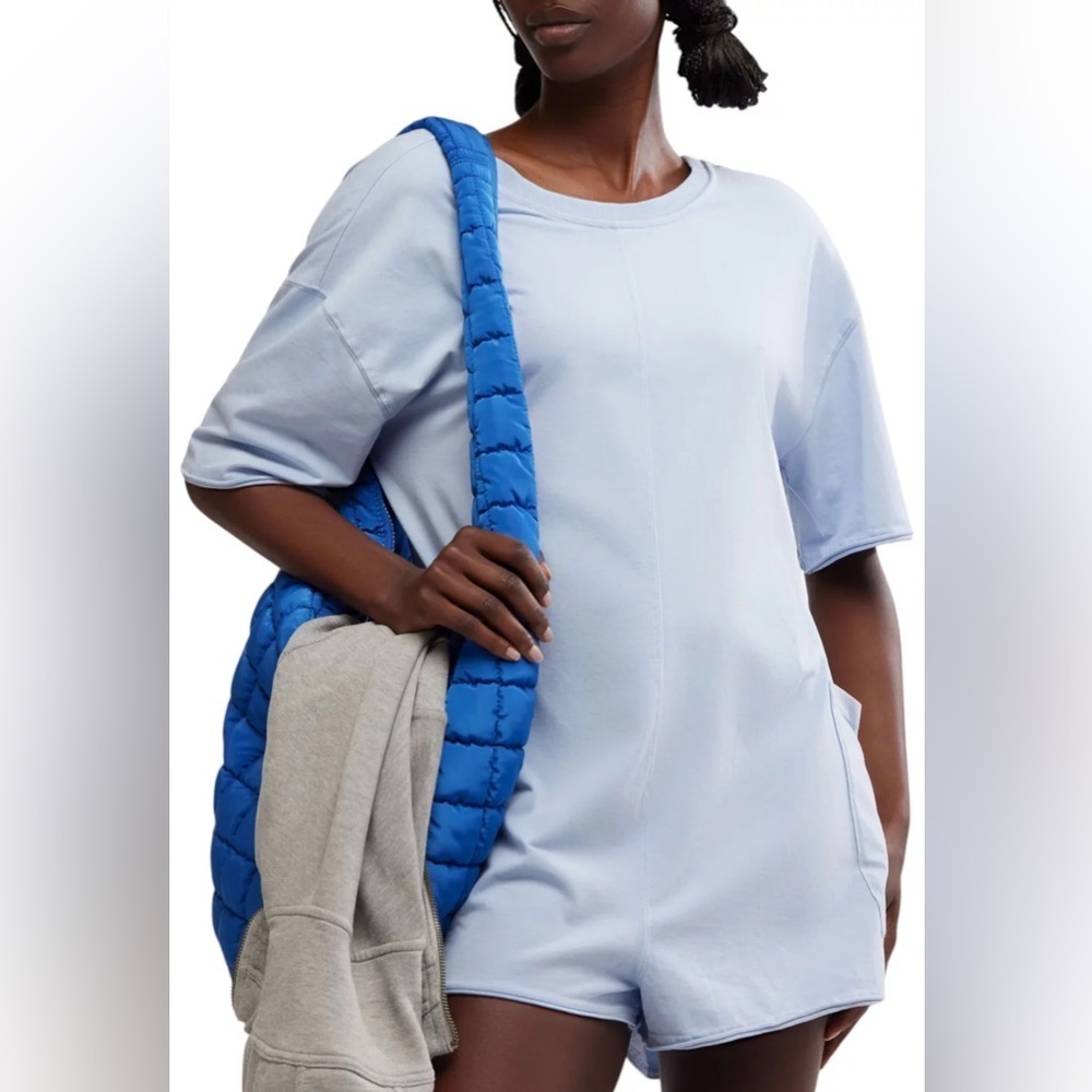 NWT FP Movement Hot Shot Tee Romper in Steel Blue